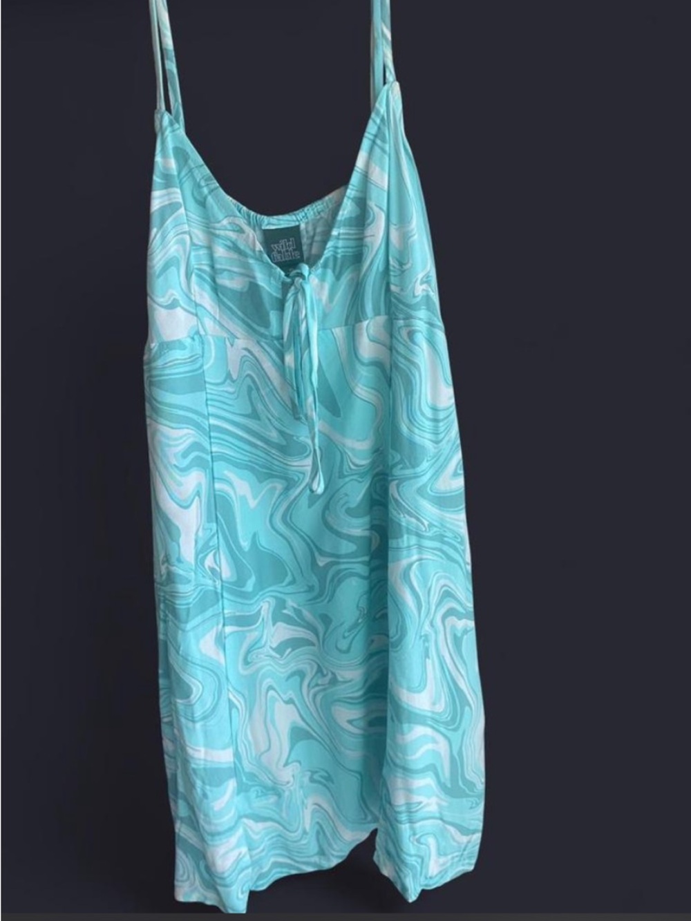 Wild Fable Turquoise Marble Tie-Front Slip Dress
